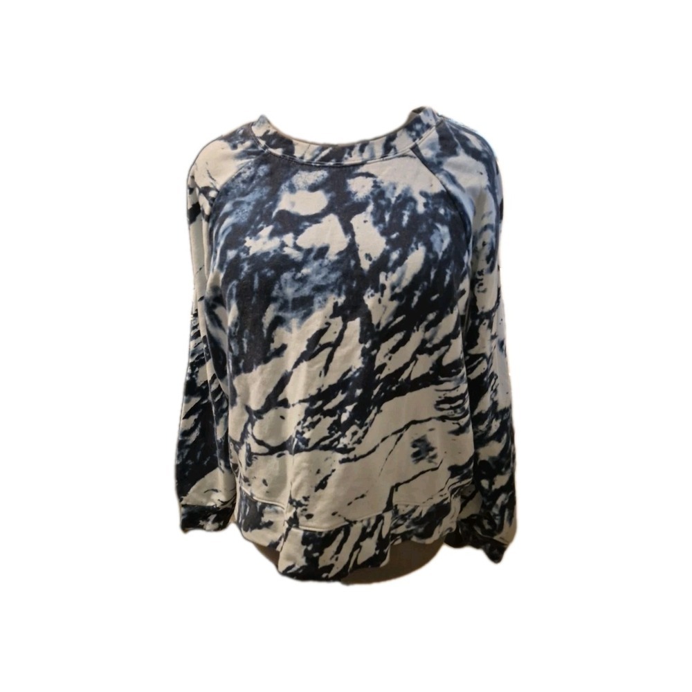 Zella Sweatshirt Women XL Blue White Tie Dye Raglan Pullover‎ Excellent